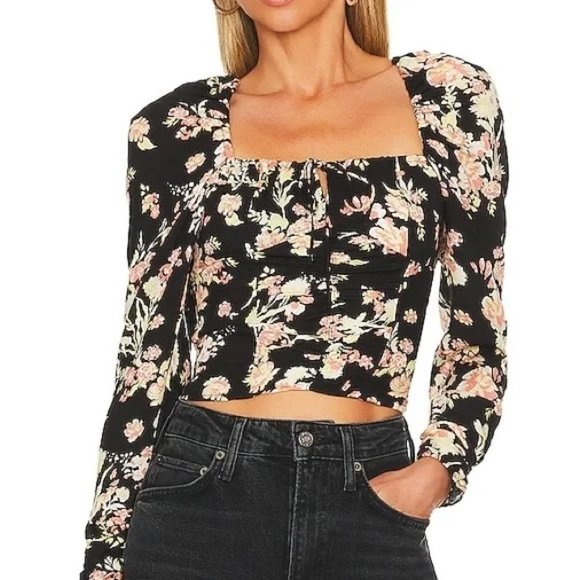 Free People Tops - Free People Hilary Floral Print Blouse Size XL NWT